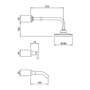 Alternative view of Grifería Ducha Empotrada Bicomando Peirano Adra Plus 80-166 Cromado con Transferencia y Cartuchos Cerámicos