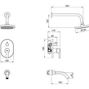 Alternative view of Ducha de Embutir Monocomando Peirano Adra Plus – Cromo con Cierre Cerámico y Transferencia