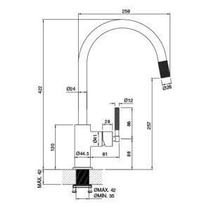 Alternative view of Grifería Peirano Fabric Monocomando Mesada 20-100G