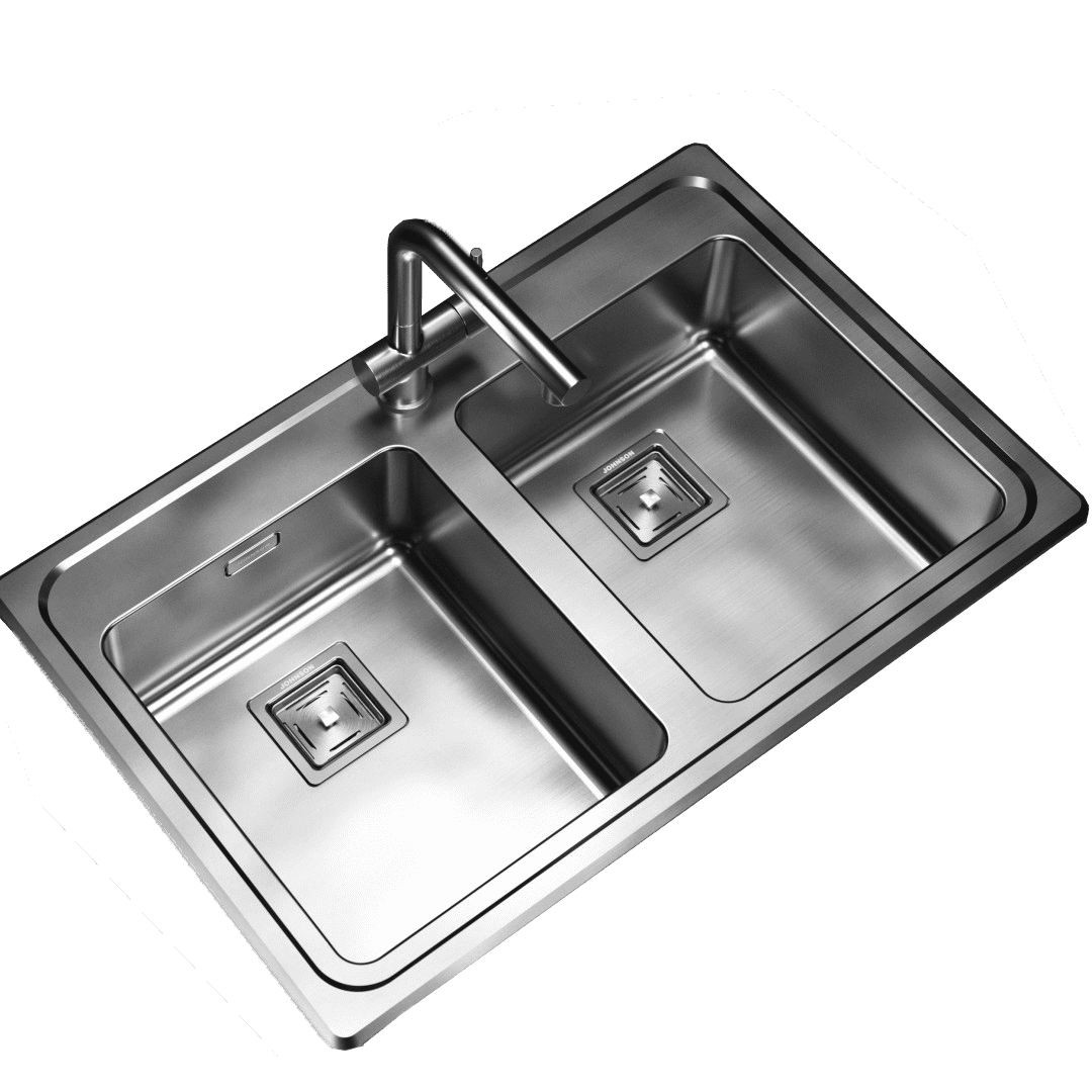 Pileta Doble de Acero Johnson Quadra |Q084CR| Cromo
