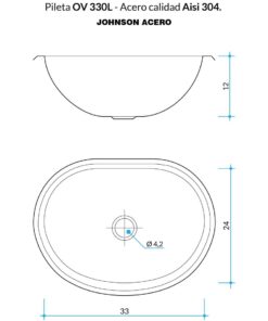 Alternative view of Pileta de Acero Johnson Para Baño |OV330L|