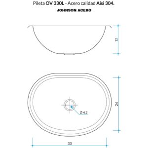 Alternative view of Pileta de Acero Johnson Para Baño |OV330L|