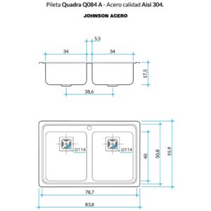 Alternative view of Pileta Doble de Acero Johnson |Q084A| Ag.Izq
