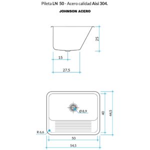 Alternative view of Pileta de Acero Johnson Lavadero |LN50|