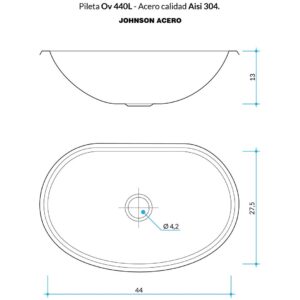 Alternative view of Pileta de Acero Johnson Para Baño |OV440L|