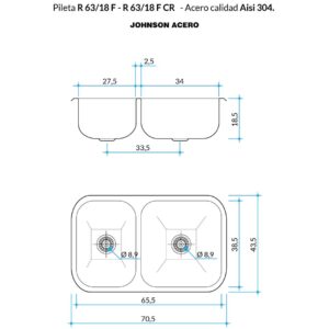 Alternative view of Pileta de Acero Johnson |R63/18 F|