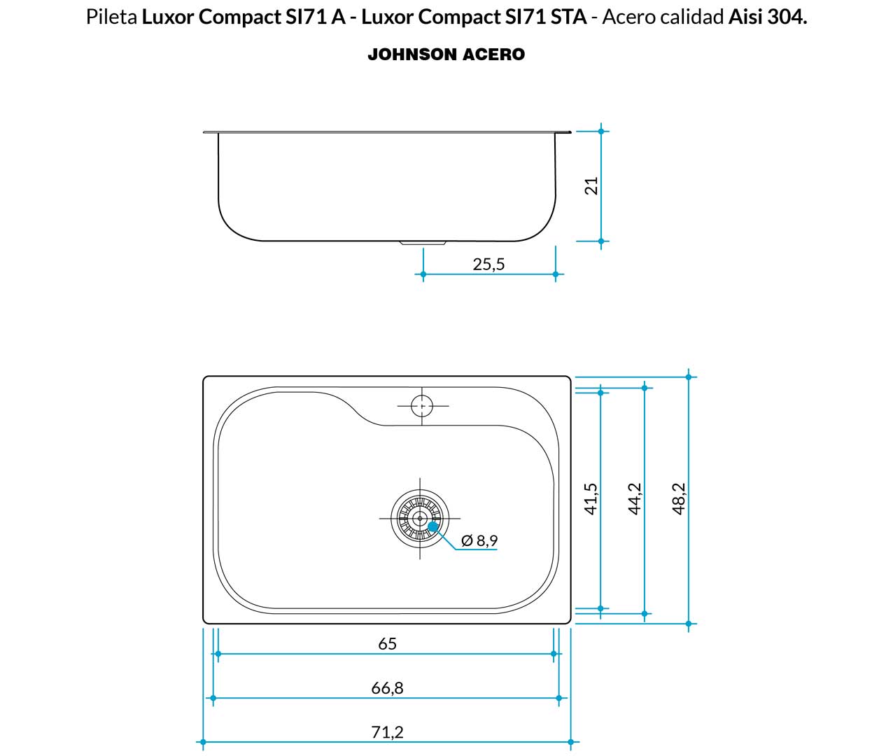 Pileta de Acero Johnson Luxor |SI71A|Ag.Der - Imagen 2