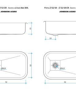 Alternative view of Pileta de Acero Johnson |Z52|